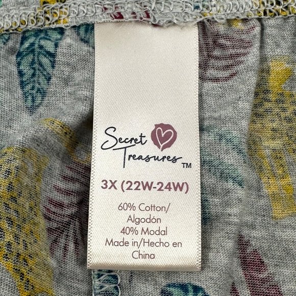 Secret Treasures Womens Size 3X 22W-24W Sleep Short Leopard Leaves New With Tags - Picture 5 of 11